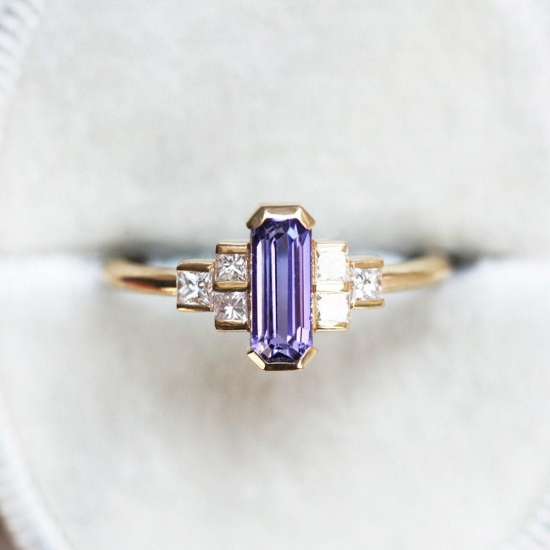 Luisa Art Deco Lavender Sapphire And Diamond Ring